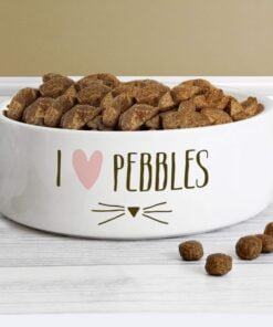 Personalised Cat Features 14cm Medium White Pet Bowl