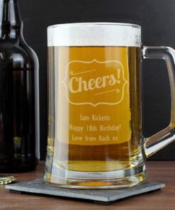 Personalised Cheers Glass Pint Stern Tankard
