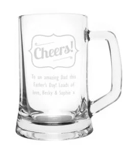 Personalised Cheers Glass Pint Stern Tankard