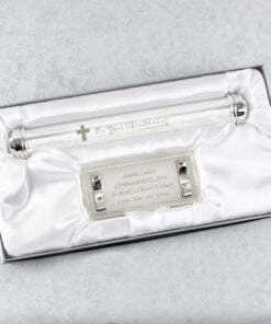 Personalised Christening Cross Silver Plated Certificate Holder