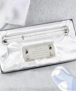 Personalised Christening Cross Silver Plated Certificate Holder