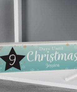 Personalised Christmas Chalk Countdown Wooden Block Sign