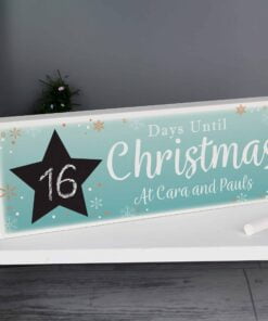 Personalised Christmas Chalk Countdown Wooden Block Sign