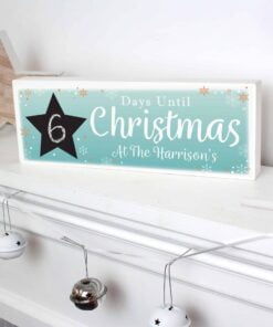 Personalised Christmas Chalk Countdown Wooden Block Sign