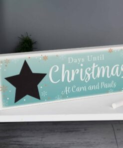 Personalised Christmas Chalk Countdown Wooden Block Sign