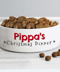 Personalised Christmas Dinner 14cm Medium Pet Bowl