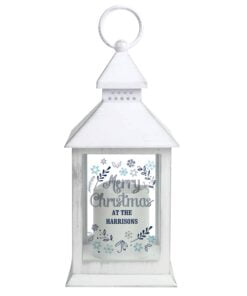 Personalised Christmas Frost White Lantern