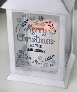 Personalised Christmas Frost White Lantern