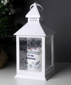 Personalised Christmas Frost White Lantern