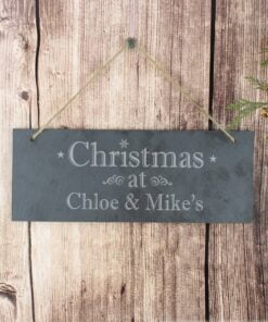Personalised Christmas Hanging Slate Plaque