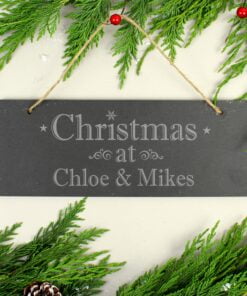 Personalised Christmas Hanging Slate Plaque