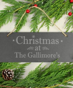 Personalised Christmas Hanging Slate Plaque