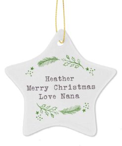 Personalised Christmas Holly Ceramic Star Decoration