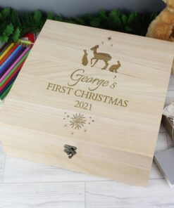 Personalised Christmas Large Wooden Keepsake Box
