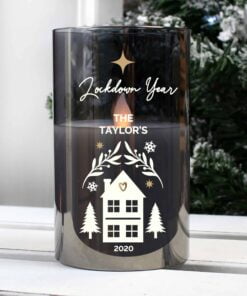 Personalised Christmas Smoked Glass LED Candle
