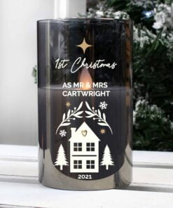 Personalised Christmas Smoked Glass LED Candle