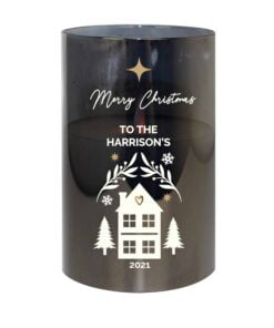 Personalised Christmas Smoked Glass LED Candle