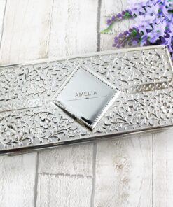 Personalised Classic Antique Silver Plated Jewellery Box