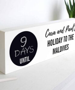 Personalised Classic Chalk Countdown Wooden Block Sign