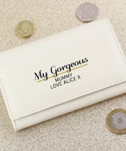 Personalised Classic Cream Leather Purse