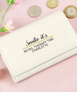 Personalised Classic Cream Leather Purse