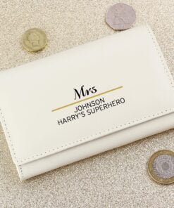Personalised Classic Cream Leather Purse