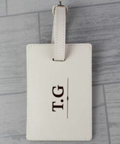 Personalised Classic Initials Cream Luggage Tag