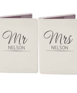 Personalised Classic Mr & Mrs Cream Passport Holders
