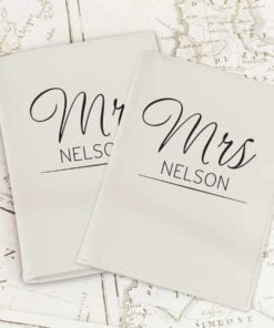 Personalised Classic Mr & Mrs Cream Passport Holders