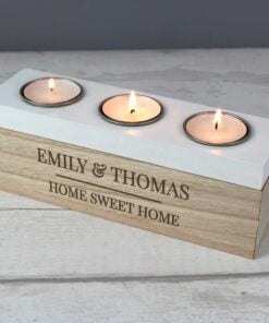 Personalised Classic Triple Tea Light Box