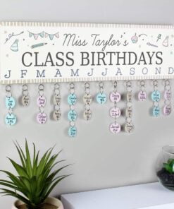 Personalised Classroom Office Birthday Planner Plaque with Customisable Discs