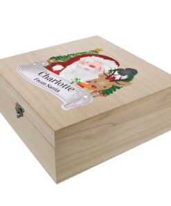 Personalised Colourful Santa Large Wooden Christmas Eve Box