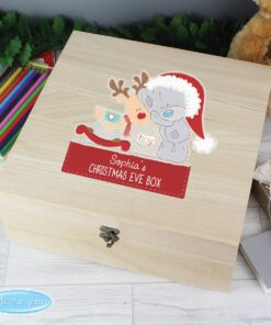 Personalised Colourful Tiny Tatty Teddy Large Wooden Christmas Eve Box