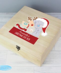 Personalised Colourful Tiny Tatty Teddy Large Wooden Christmas Eve Box