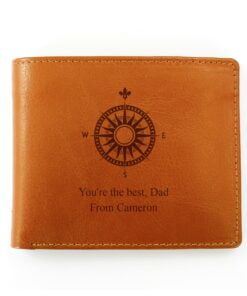 Personalised Compass Tan Leather Wallet
