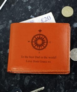 Personalised Compass Tan Leather Wallet