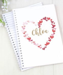 Personalised Confetti Hearts A5 Notebook