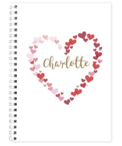 Personalised Confetti Hearts A5 Notebook