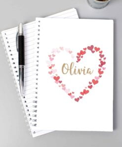 Personalised Confetti Hearts A5 Notebook