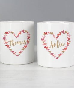 Personalised Confetti Hearts Wedding Mug Set