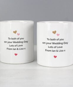 Personalised Confetti Hearts Wedding Mug Set