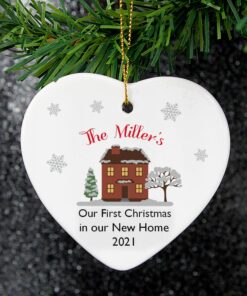 Personalised Cosy Christmas Ceramic Heart Decoration
