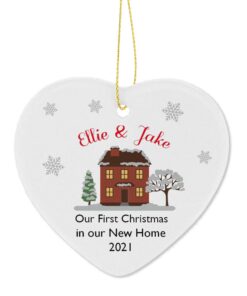 Personalised Cosy Christmas Ceramic Heart Decoration