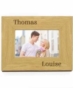 Personalised Couples 6×4 Oak Finish Photo Frame