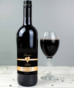 Personalised Couples Heart Red Wine – Black Design