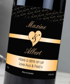 Personalised Couples Heart Red Wine – Black Design