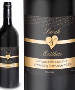 Personalised Couples Heart Red Wine – Black Design