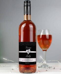 Personalised Couples Heart Rose Wine – Black Design