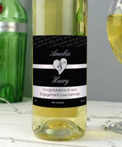 Personalised Couples White Wine – Black Design
