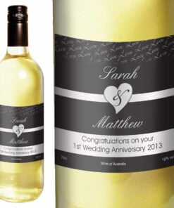 Personalised Couples White Wine – Black Design